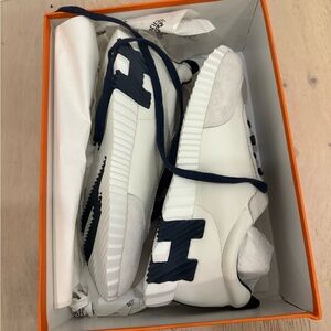 White and Navy Sneakers
